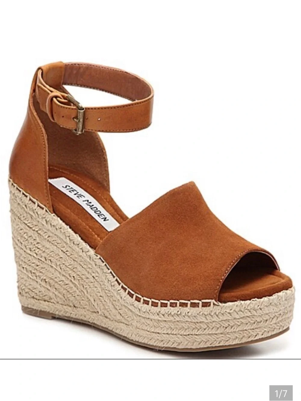 Steve Madden Camel Espadrille Wedge Sandals with Ankle Strap